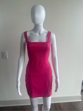 H&M Hot Pink Square-Neck Mini Dress